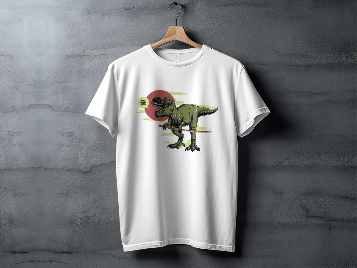 Ninja T - Rex Fierce Samurai Dinosaur T-Shirt - NuKrypton T-Shirts MD - 69945343