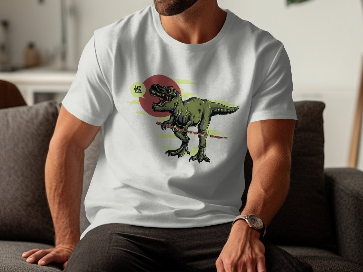 Ninja T - Rex Fierce Samurai Dinosaur T-Shirt - NuKrypton T-Shirts MD - 69945310