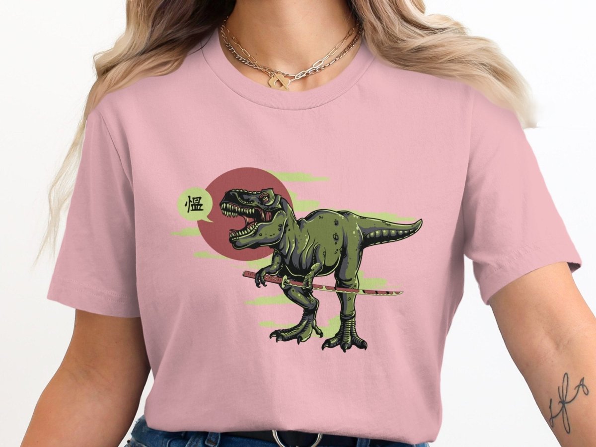 Ninja T - Rex Fierce Samurai Dinosaur T-Shirt - NuKrypton T-Shirts MD - 69945310