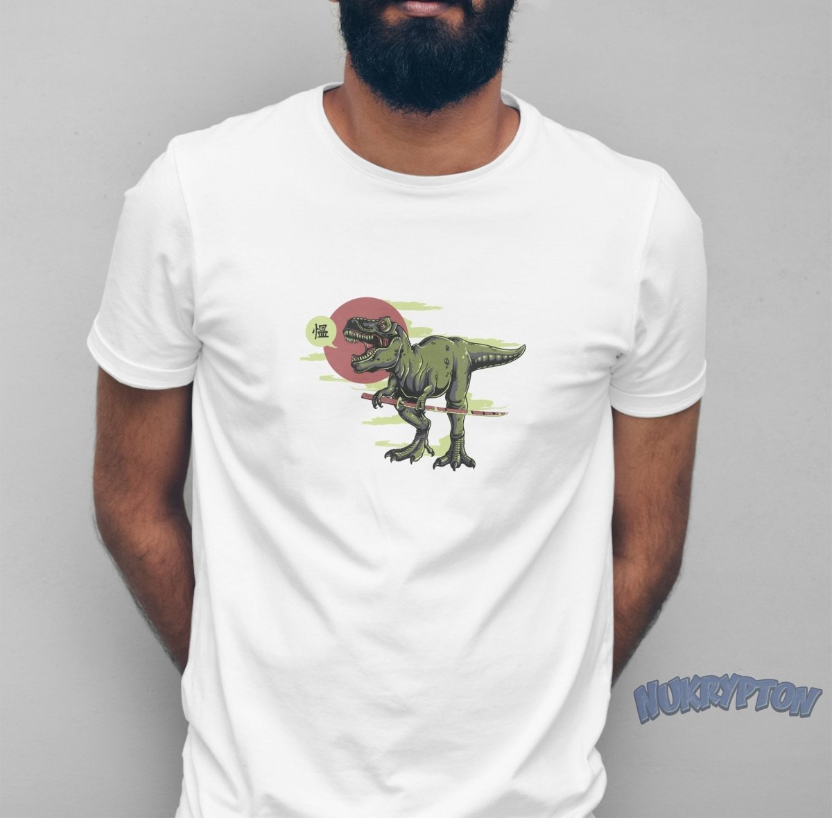 Ninja T - Rex Fierce Samurai Dinosaur T-Shirt - NuKrypton T-Shirts MD - 69945343