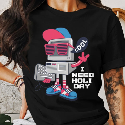 PC on Holiday - Retro Robot T-Shirt