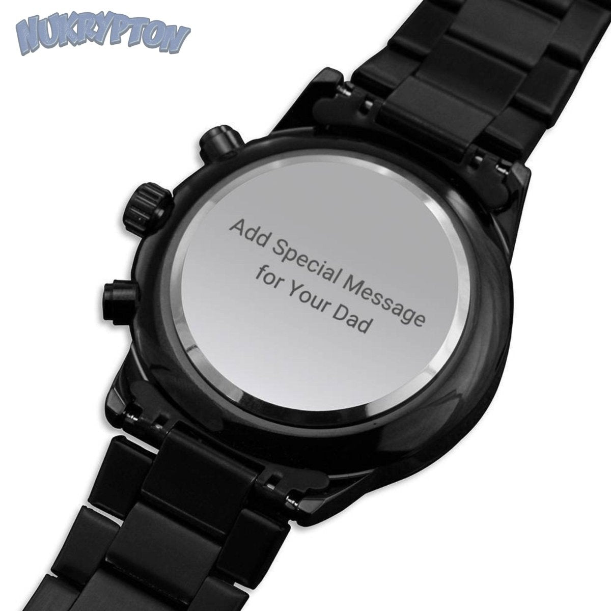 Personalized Watches For Dad - Engraved Black Chronograph Watch - NuKrypton Watches 8396515709