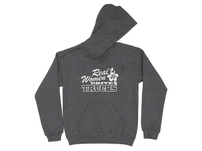 Real Women Drive Trucks Flower Fun Hoodie - NuKrypton Hoodies MD - 72191760