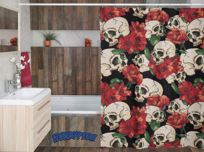 Red Rose & Skull Shower Curtain - NuKrypton Shower Curtains