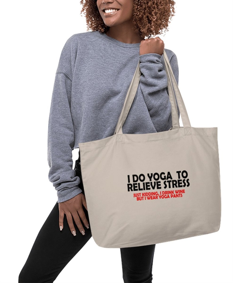 Relieve Stress With Yoga Just Kidding Tote Bags - NuKrypton Tote Bags 467681
