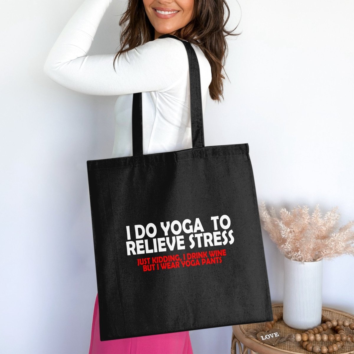 Relieve Stress With Yoga Just Kidding Tote Bags - NuKrypton Tote Bags 165467