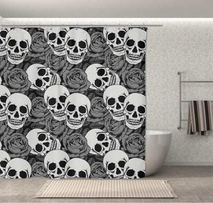 Rose & Skull Bathroom Curtain - NuKrypton Shower Curtains