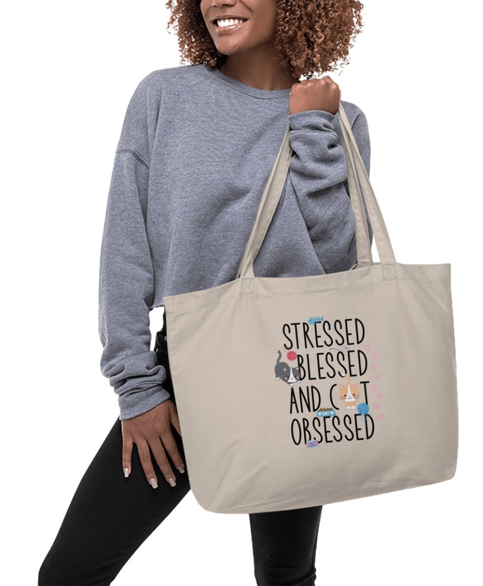 Stressed Blessed and Cat Obsessed Tote Bags - NuKrypton Tote Bags 467681