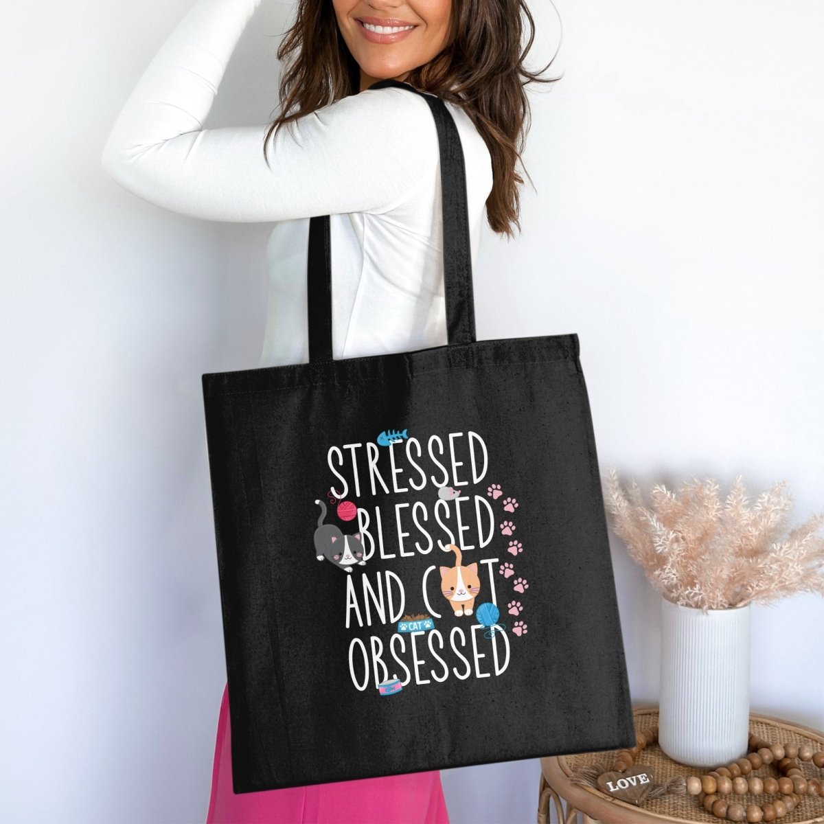 Stressed Blessed and Cat Obsessed Tote Bags - NuKrypton Tote Bags 165467