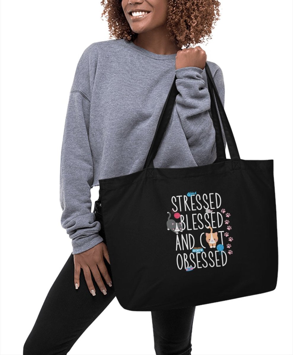 Stressed Blessed and Cat Obsessed Tote Bags - NuKrypton Tote Bags 165467