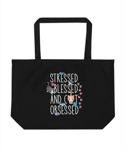 Stressed Blessed and Cat Obsessed Tote Bags - NuKrypton Tote Bags 165467