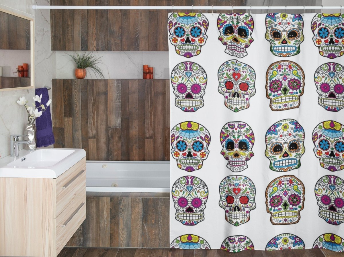 Sugar Skull Shower Curtain - NuKrypton Shower Curtains