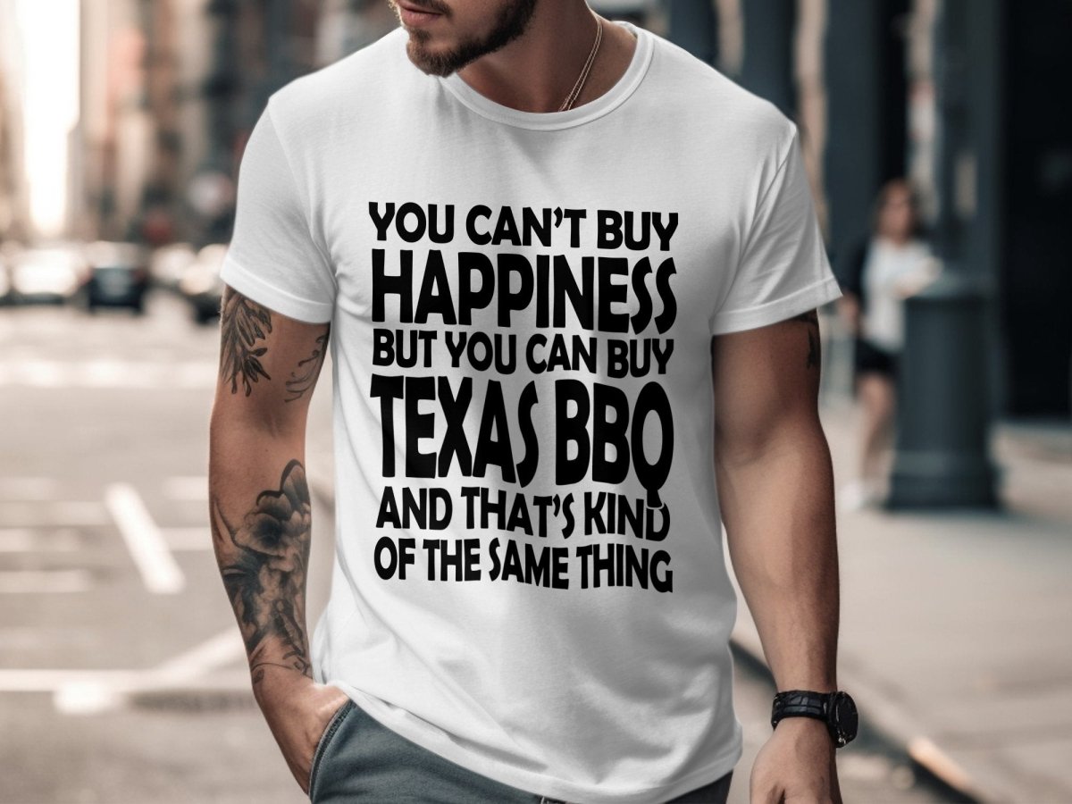 Texas BBQ Happiness - Fun Foodie T-Shirt - NuKrypton T-Shirts MD - 69692600