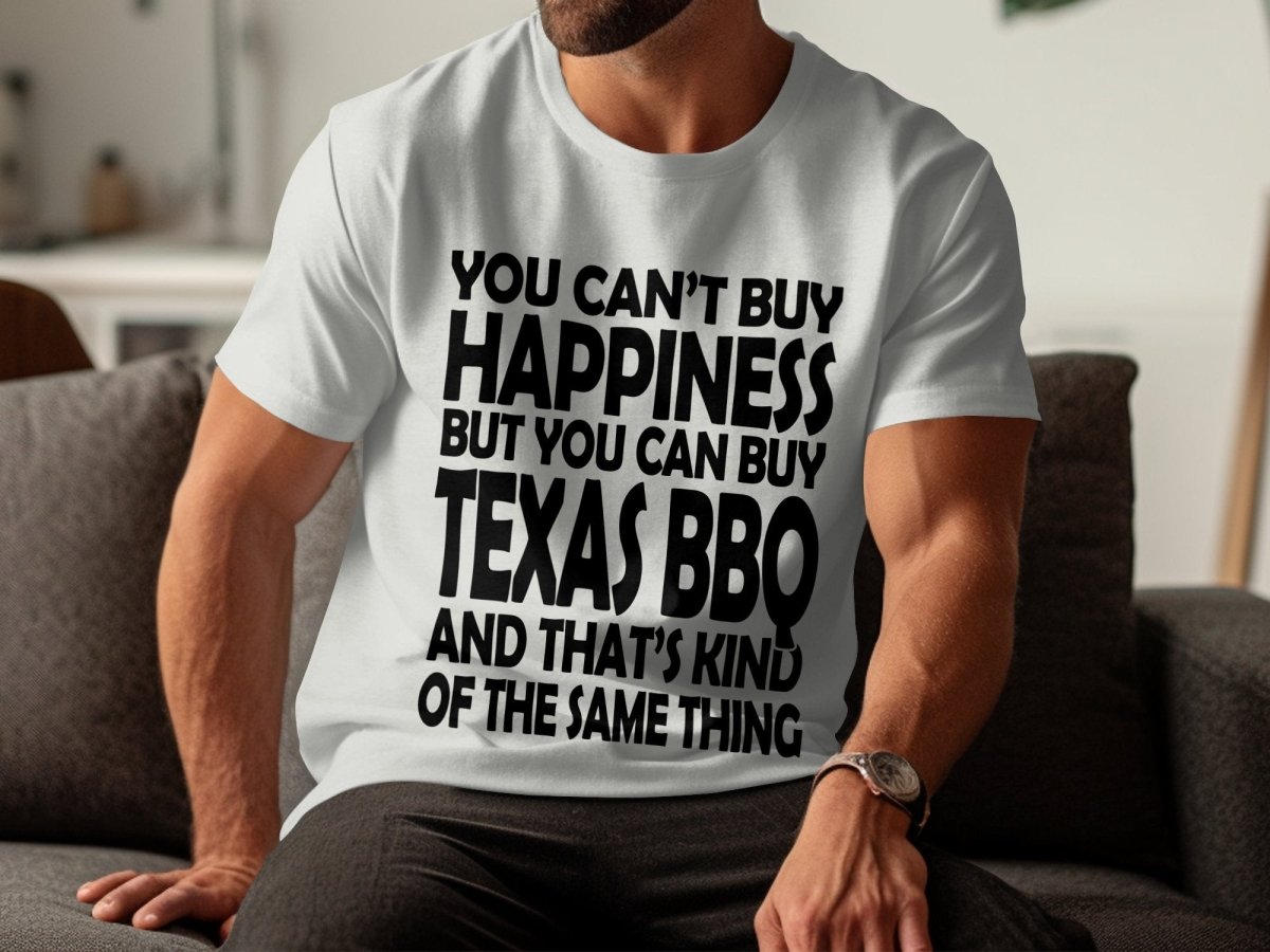 Texas BBQ Happiness - Fun Foodie T-Shirt - NuKrypton T-Shirts MD - 69692593