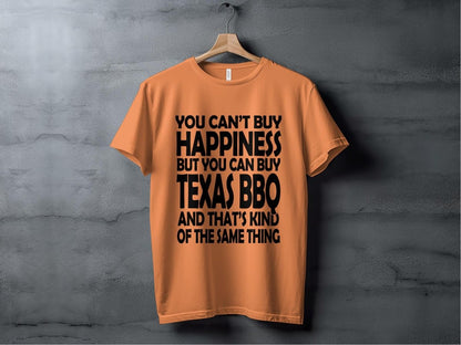 Texas BBQ Happiness - Fun Foodie T-Shirt - NuKrypton T-Shirts MD - 69692574