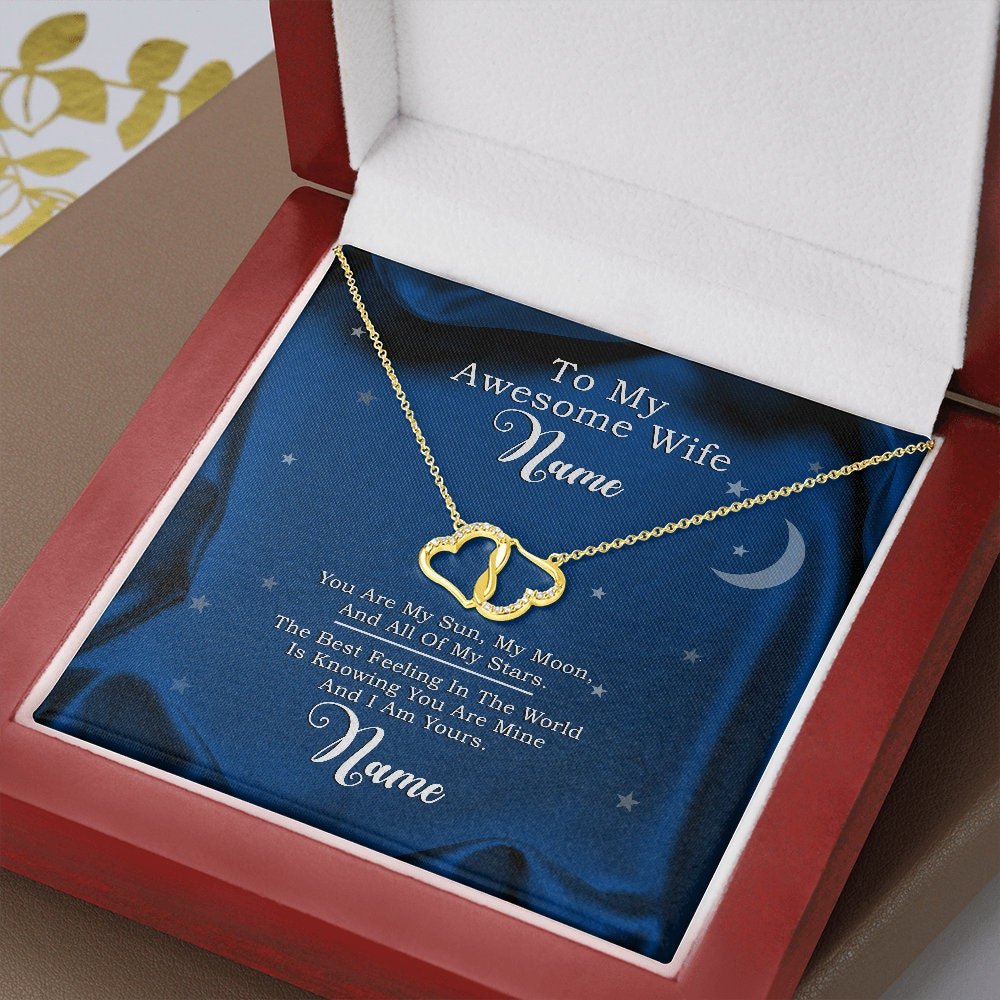 To My Awesome Wife - 10K Gold Heart Necklace - NuKrypton Necklaces