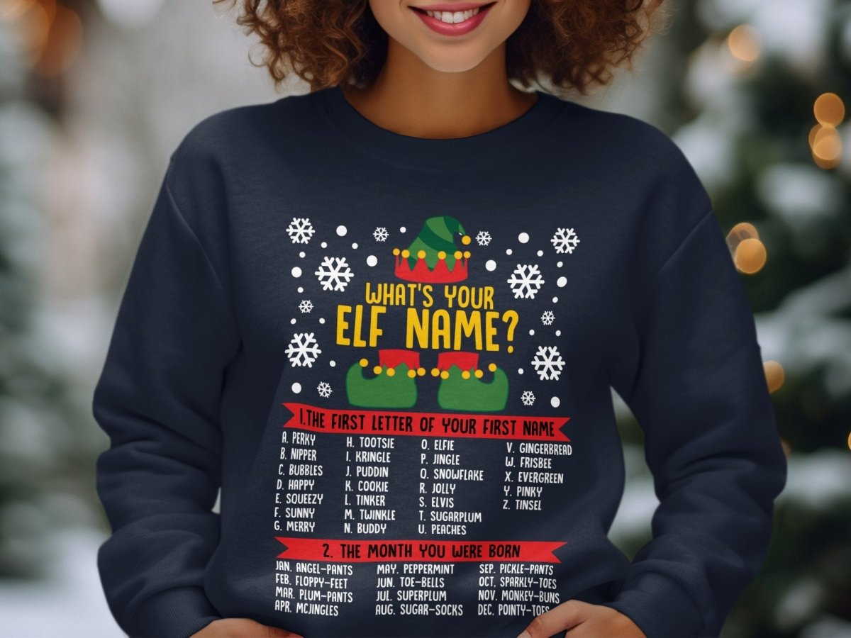 What's Your Elf Name Holiday Party Sweatshirt - NuKrypton Sweatshirt MD - 71970166