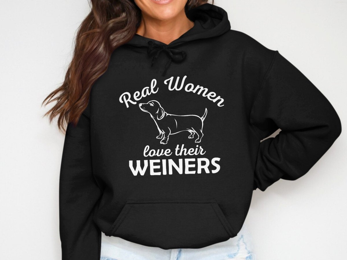 Women & Their Weiners - Dog Mom Black Hoodie - NuKrypton Hoodies